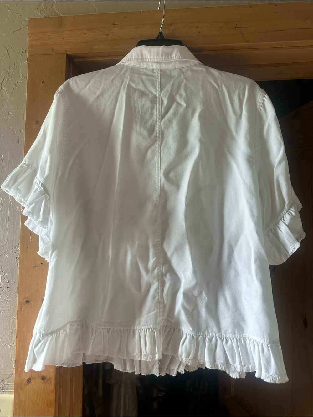 Multiples White Ruffle Sleeve Button-Front Jacket - Picture 4 of 4
